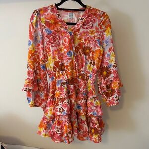 Cake For Dinner Floral Mini Dress Ruffle Long Sleeve XS